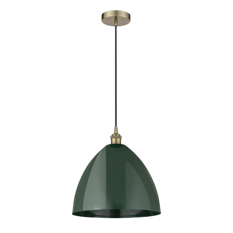 Luminaire suspendu conique à 1 lumière Schiavone, Laiton antique, Vert