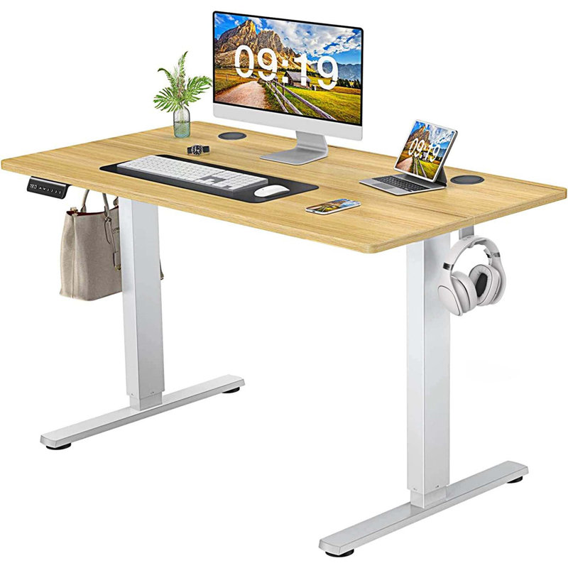 Bureau debout à hauteur ajustable Marther, H 28 po x l 48 po x P 24 po, Naturel/noir