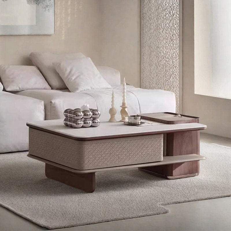 Microcrystalline stone rotating coffee table