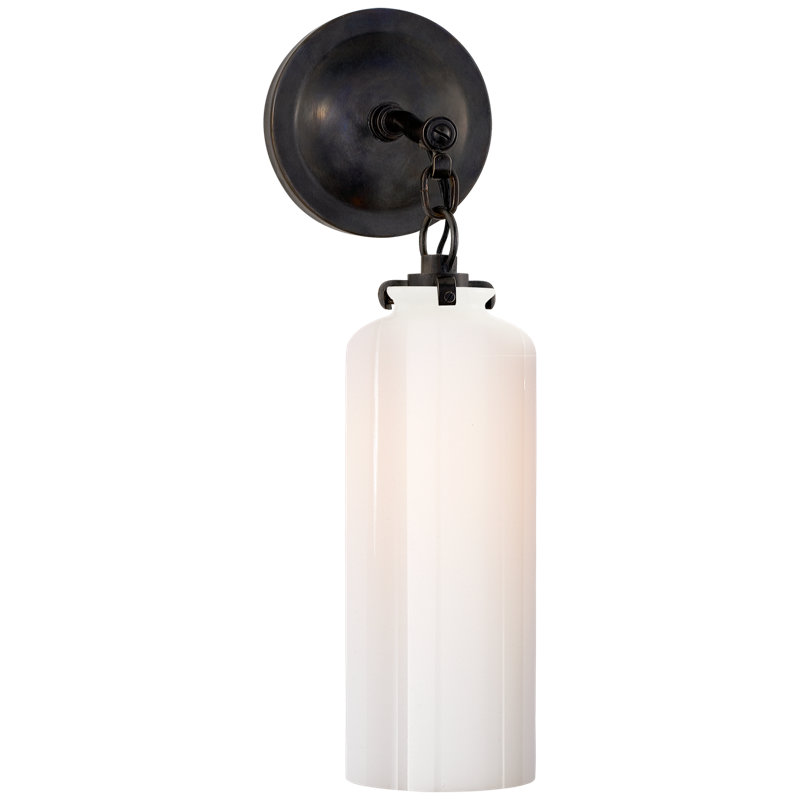 Thomas O'Brien Katie Small Cylinder Sconce, Bronze, White 