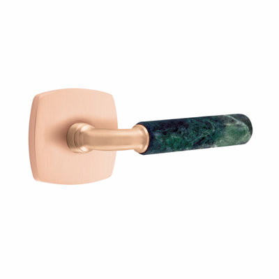 Ensemble de leviers de passage Emtek Select, rosette Urban Modern, tige en R, poignée en marbre vert, CF