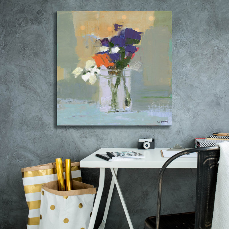 Toile épique Graffiti «Bouquet à pois n ° 8» par Kathleen Robbins, art mural sur toile, 26 po x 26 po, H 26 po x l 26 po