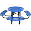 Table de pique-nique bleue en acier de 46 po avec support pour parasol, idéale pour manger à l'extérieur, camping, pique-nique, pêche, table robuste, bleu, fixation, cour arrière