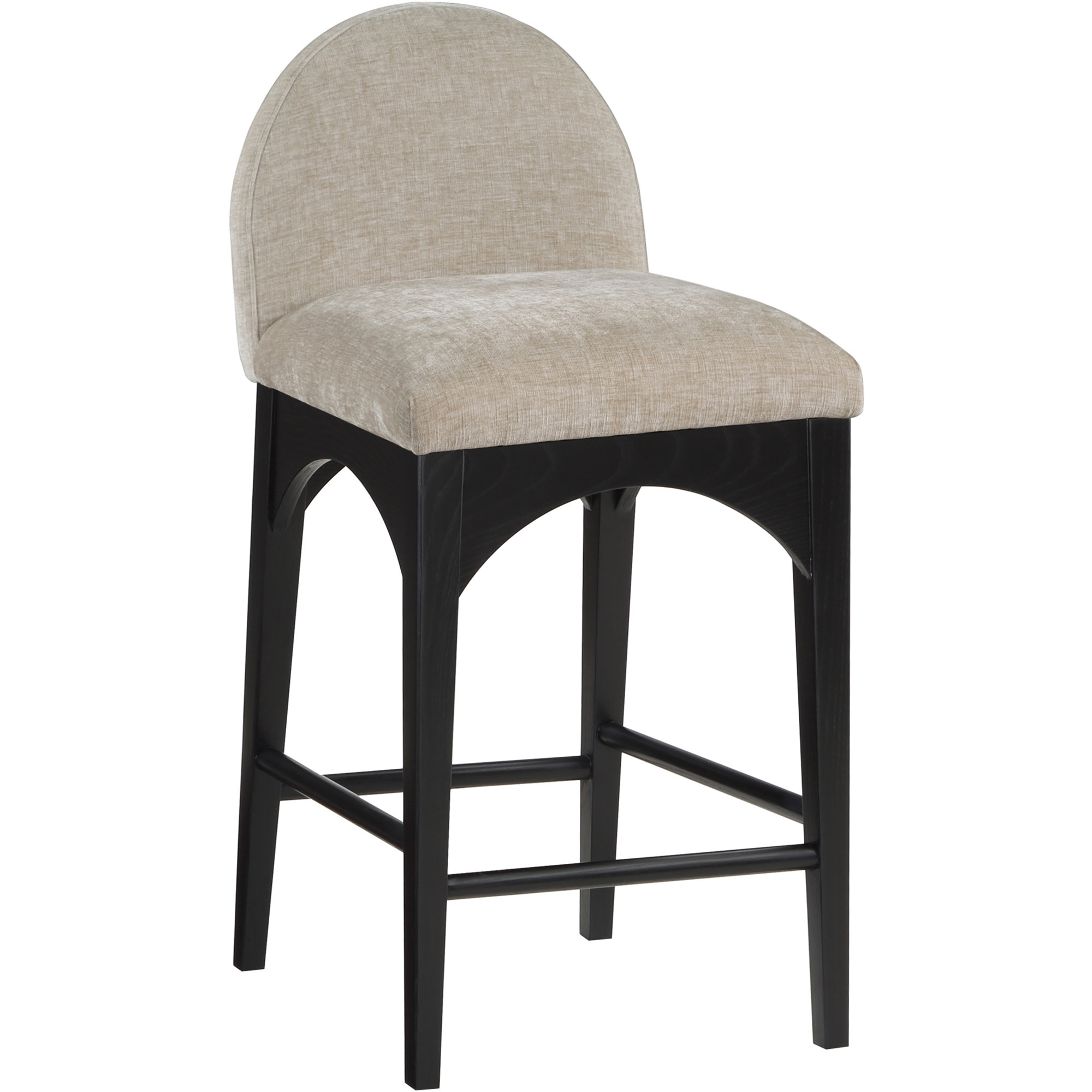 Beppo Counter Stool, Black, Beige Chenille