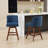 Counter Height Swivel Barstools, 26'' H Seat Height Upholstered Bar Stools Set Of 2, Fabric In Blue