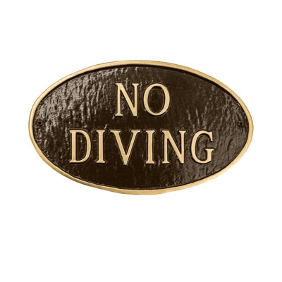 Plaque ovale standard No Diving - huilé / doré