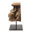 Pilier décoratif sculpté à la main Mae, support en métal, bois antique 16 po