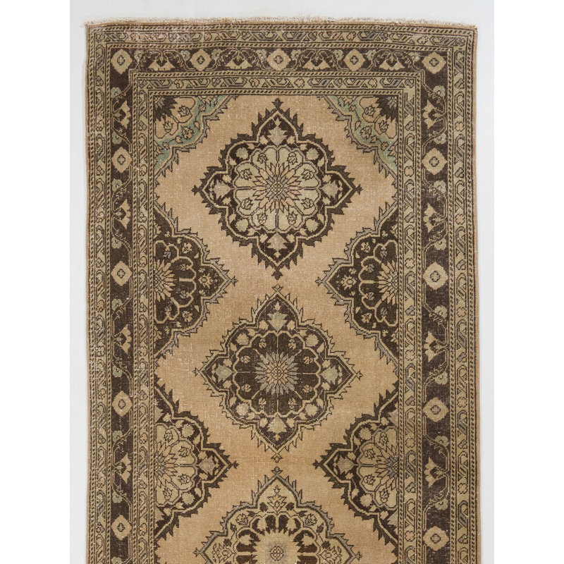 Tapis de couloir turc Oushak unique en son genre