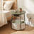 Small Round Side End Table With Charging Station - Modern Nightstand With Usb Ports And Fabric Basket, Forest Green And Cream White-811562919-811562940