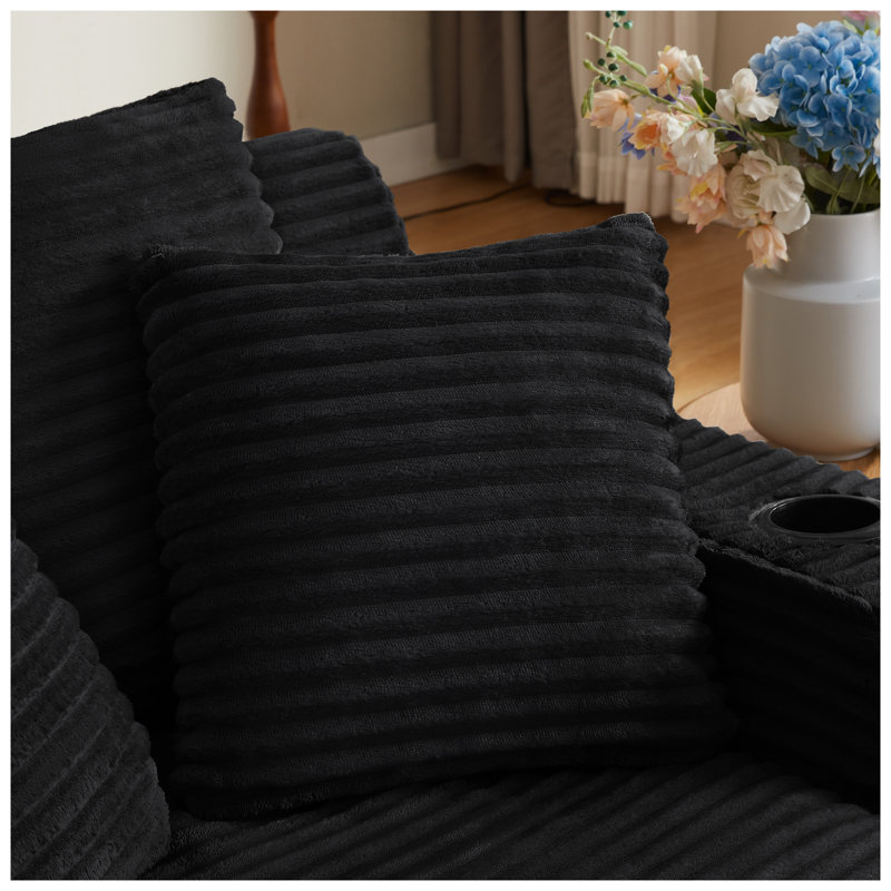 Chaise longue surdimensionnée en velours côtelé, canapé-lit moderne d'intérieur pour salon et bureau, aucun assemblage requis, noir