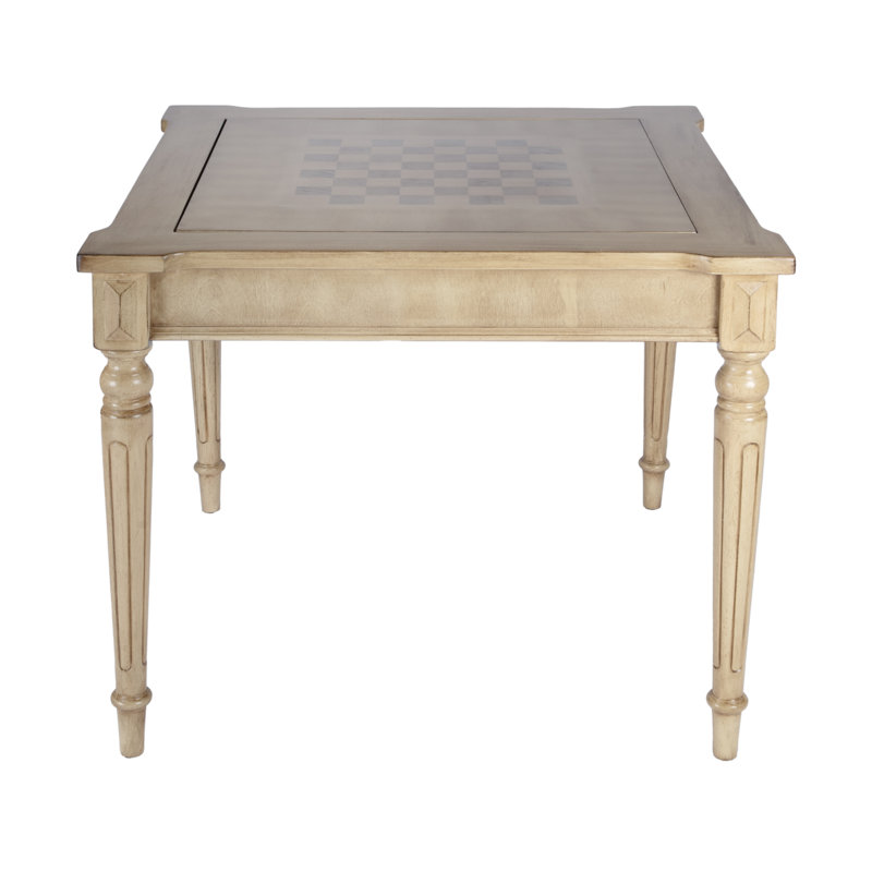 Handmade 36" Moskowitz Chess and Backgammon Table, Antique Beige