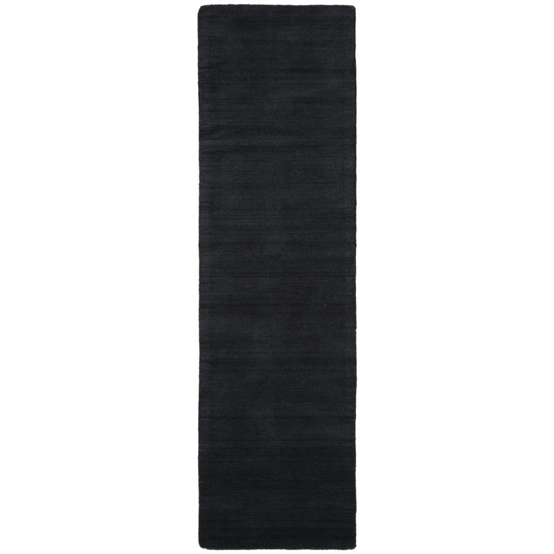 Tapis noir en laine touffeté à la main Frann, Tapis de couloir 2 pi 3 po x 16 pi