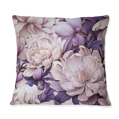 Coussin décoratif à imprimé floral «Purple Poppies Harmony I»