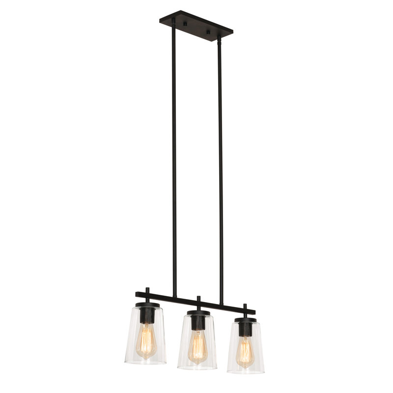 Raffaela 3 - Light Kitchen Island Pendant, Black, Clear