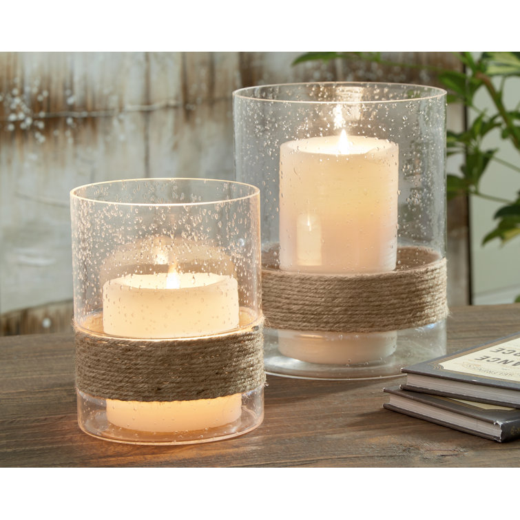 Ann 2 Piece Glass/Rope Tabletop Hurricane Set(only one piece )