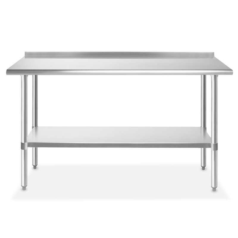 60" Stainless Steel Work Table with Backsplash and Undershelf