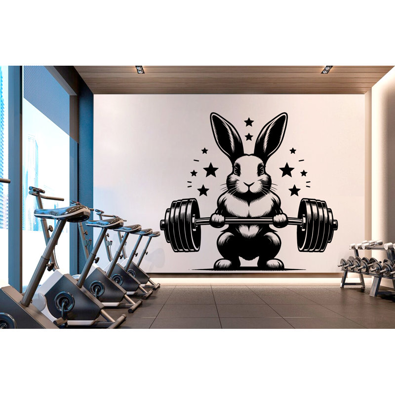 Rabbit Gym Wall Decor Rabbit Fitness Wall Art Gym Decals Wall Decal, H 25 po x l 22 po, Menthe