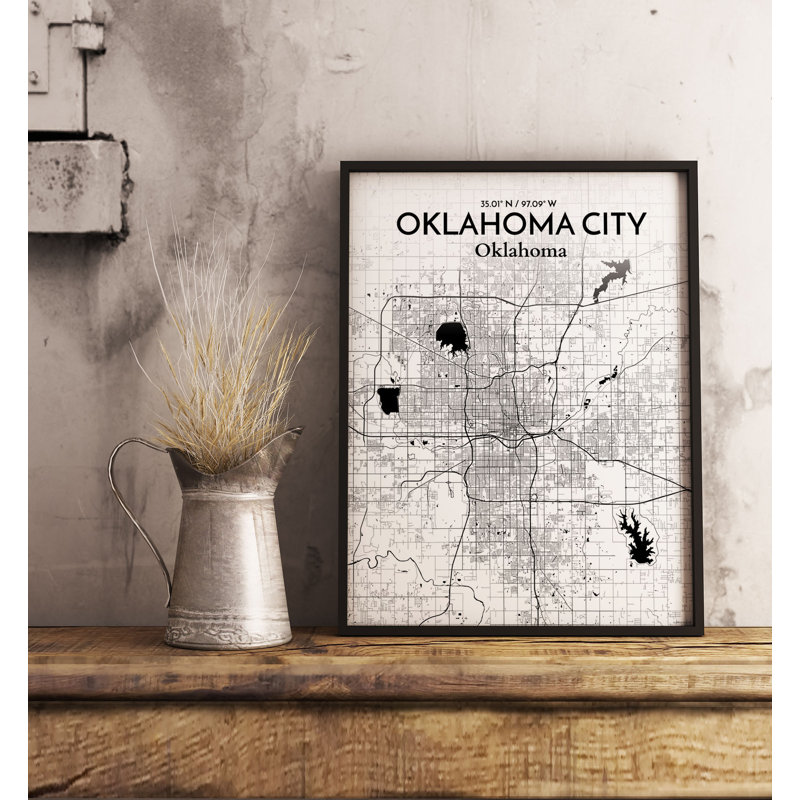 Oklahoma City City Map - No Frame Print, 70cm H x 50cm W x 0.13cm D