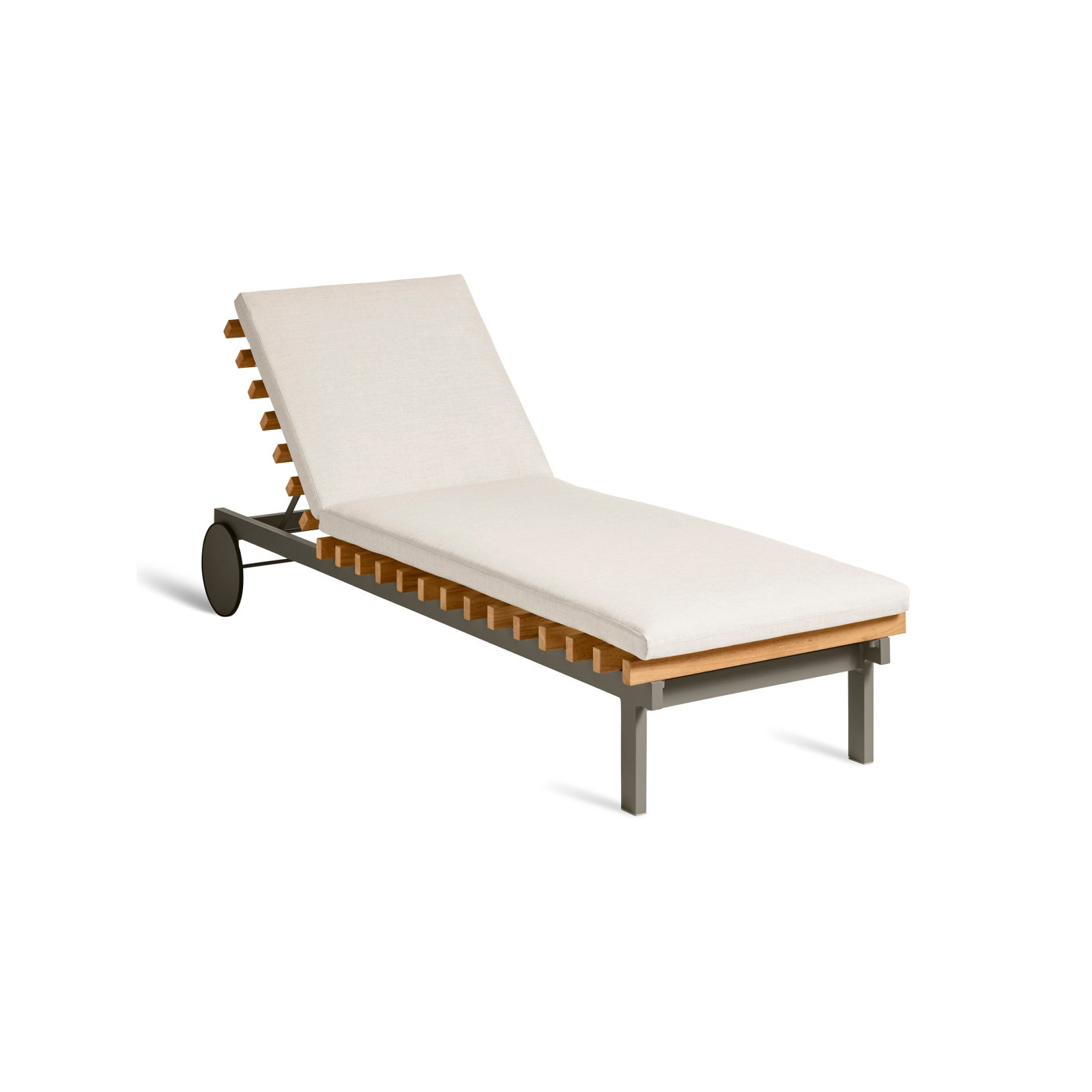 Perch 26'' Outdoor Powder Coated Aluminum Chaise Lounge, Sunbrella Linen, Charcoal