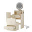Ensemble de coiffeuse 3 en 1 avec miroir et lumière, petit ensemble de coiffeuse avec station de recharge, 2 tiroirs et espace de rangement ouvert, avec tabouret rembourré, bureau de coiffeuse compact-1105112700