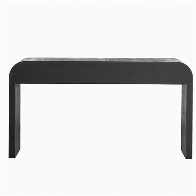 Table à plateau ouvert unique avec 2 tiroirs supérieurs, idéale pour l'entrée, la salle à manger et le salon (noir rétro)