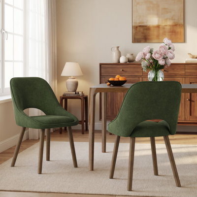 Mid Century Upholstered Dining Chairs, Green