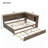 Functional Full-Size Wood Daybed with Storage Shelves, USB Ports, LED Lighting, and Trundle for Enhanced Comfort and Space Utilization-81441620