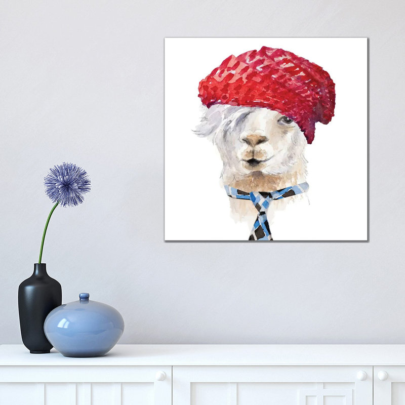Fashion Llama par Lanie Loreth - reproduction d'art, Aucun mat, H 18 po x l 18 po x 1,5 po, Toile tendue