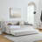 Linen Upholstered Daybed With Erectable Trundle And USB Charging, Ideal For Modern Living And Guest Accommodation