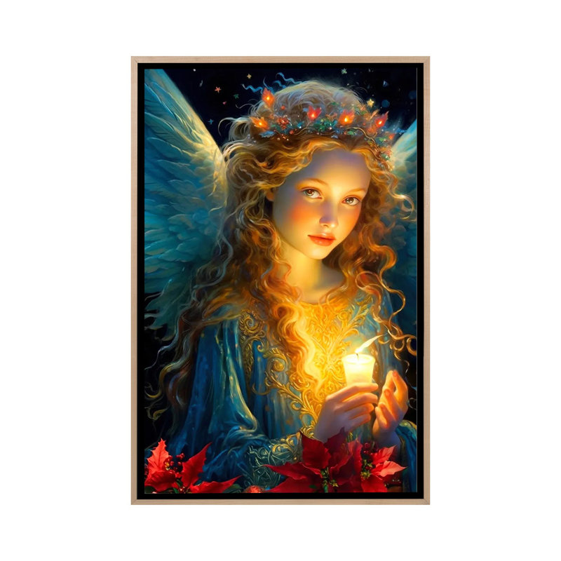 Veille de Noël - reproduction d'art murale - toile encadrée, Cadre flottant sans passe-partout, H 40 po x l 26 po, Beige