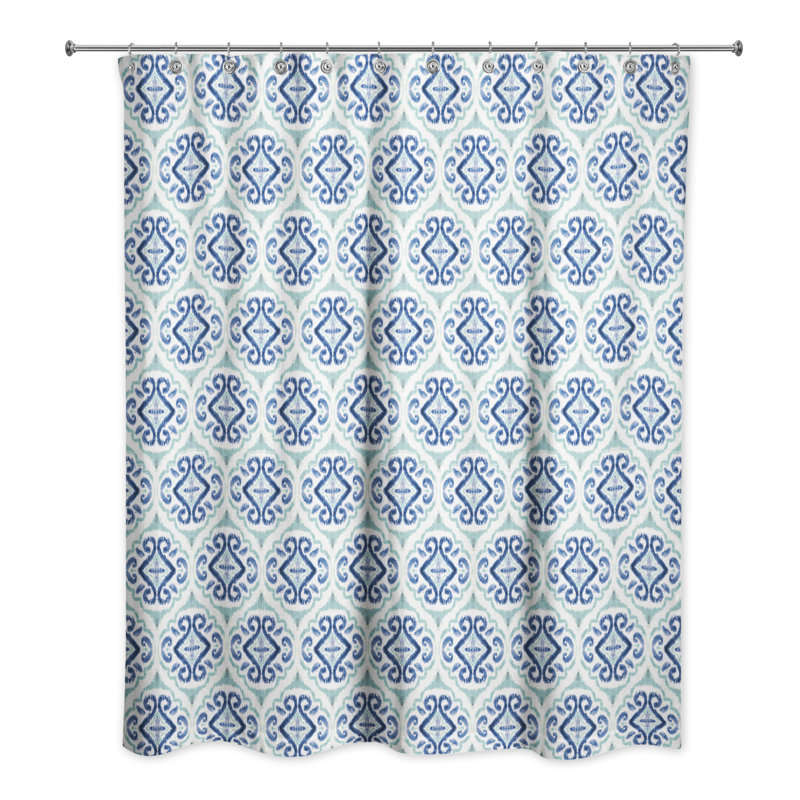 Langridge Geometric Single Shower Curtain, Blue Geometric 2