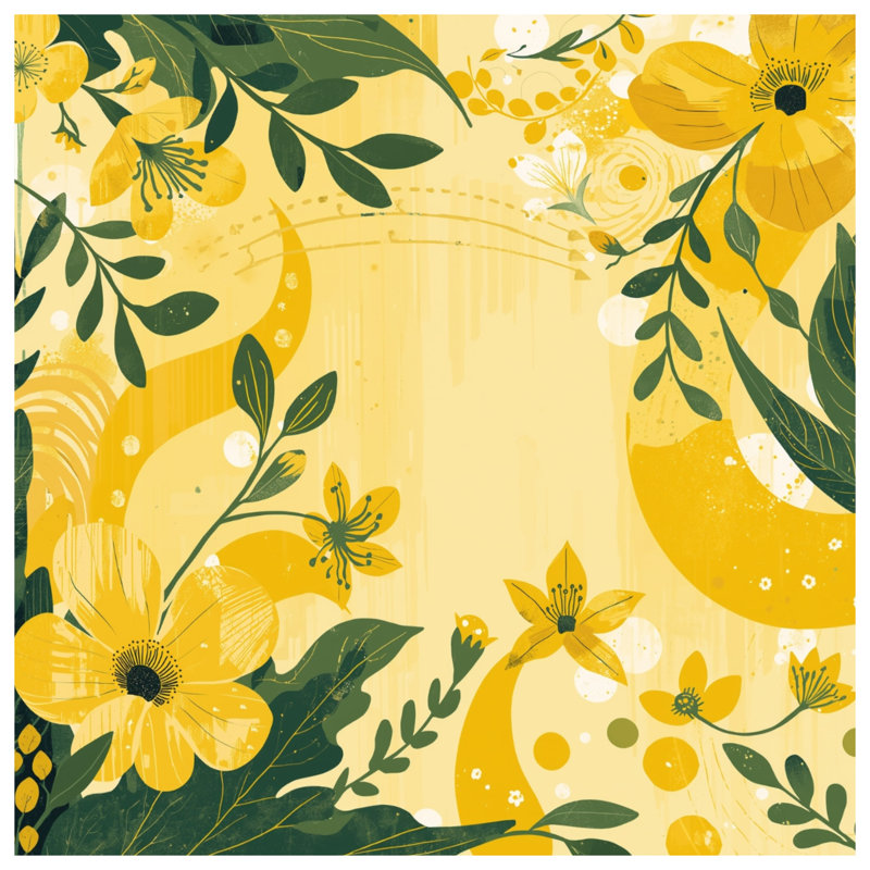 Yellow Floral Illustration Comforter, Twin
