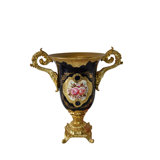 Black And Gold Large Krater Decoration Resin Vase Size: 17" X 10" X 16"H