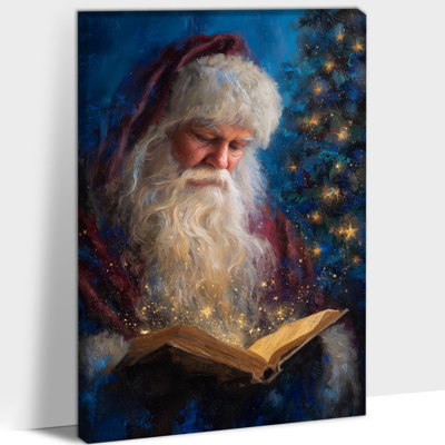 Bryd Framed - Santa Claus Pictures Wall Decor, Vintage Christmas Painting Canvas Wall Art for Living Room, Holiday Season Christmas Prints Home Wall Decoration Wrapped Canvas, 12×16 inches