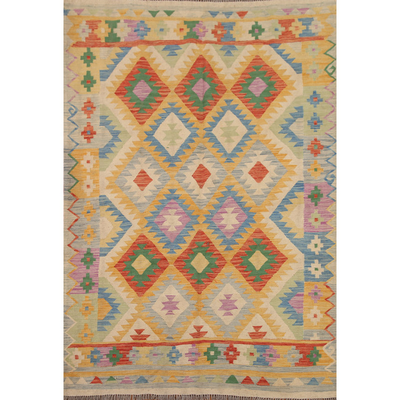 Tapis réversible en laine coloré 5 x 7 Kilim
