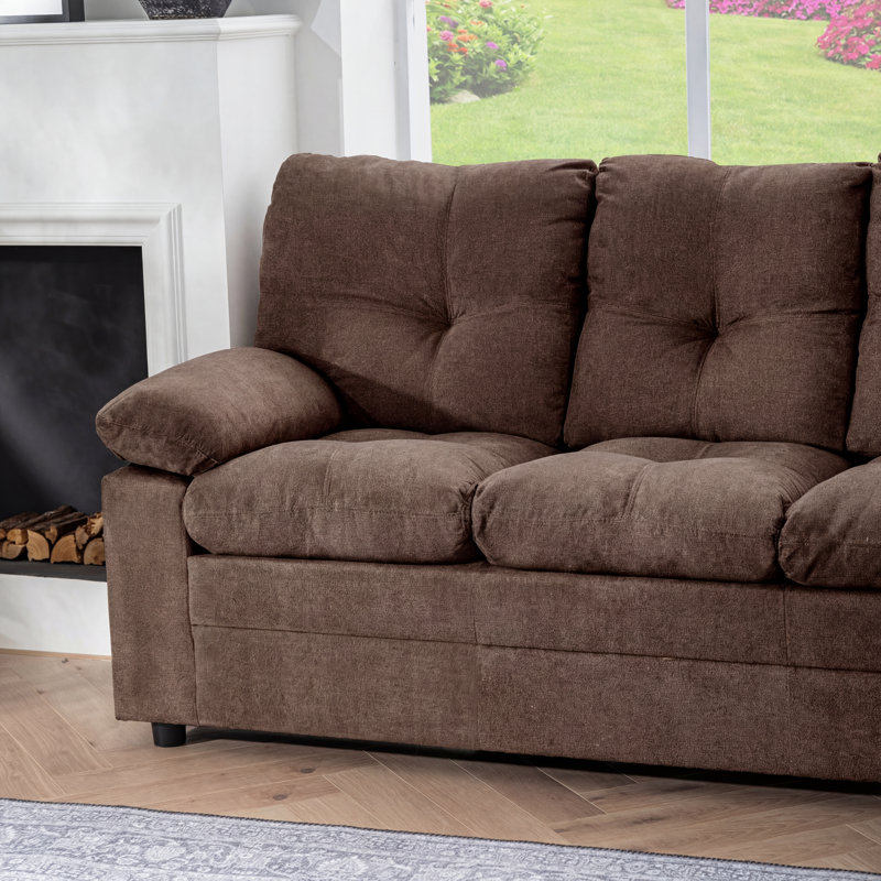 Canapé 75,59 "en chenille moderne - Canapé rembourré pour un salon confortable, Brun