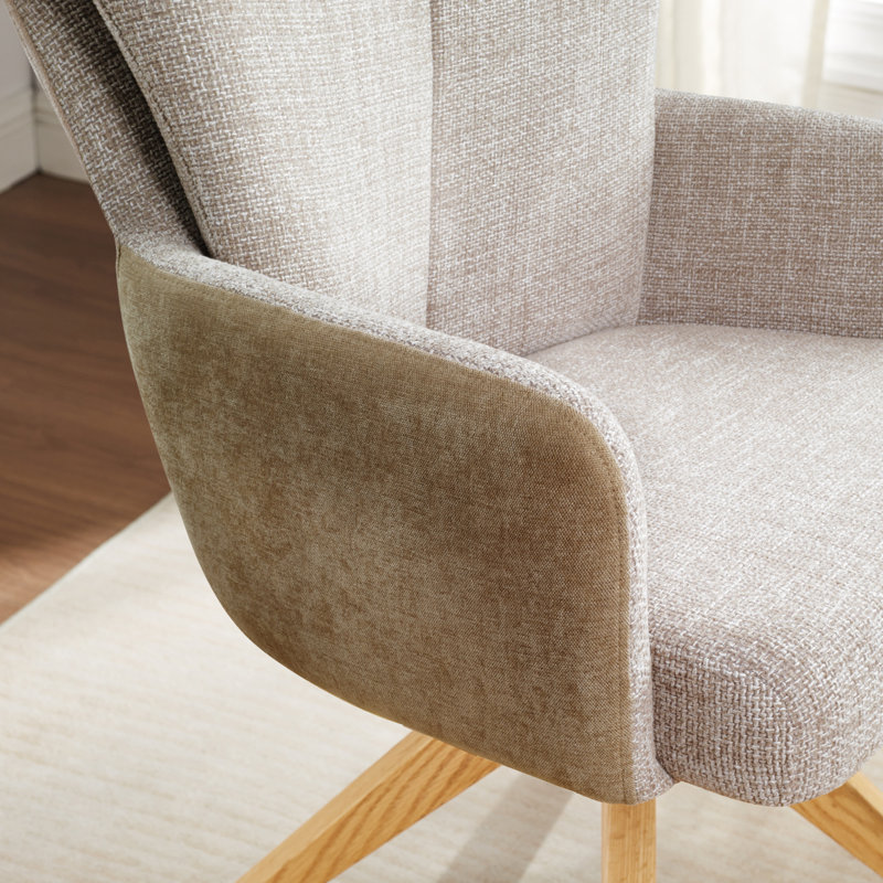 Bernab Swivel Polyester Upholstered Home Office Task Desk Chair (Set of 2), Flax Brown