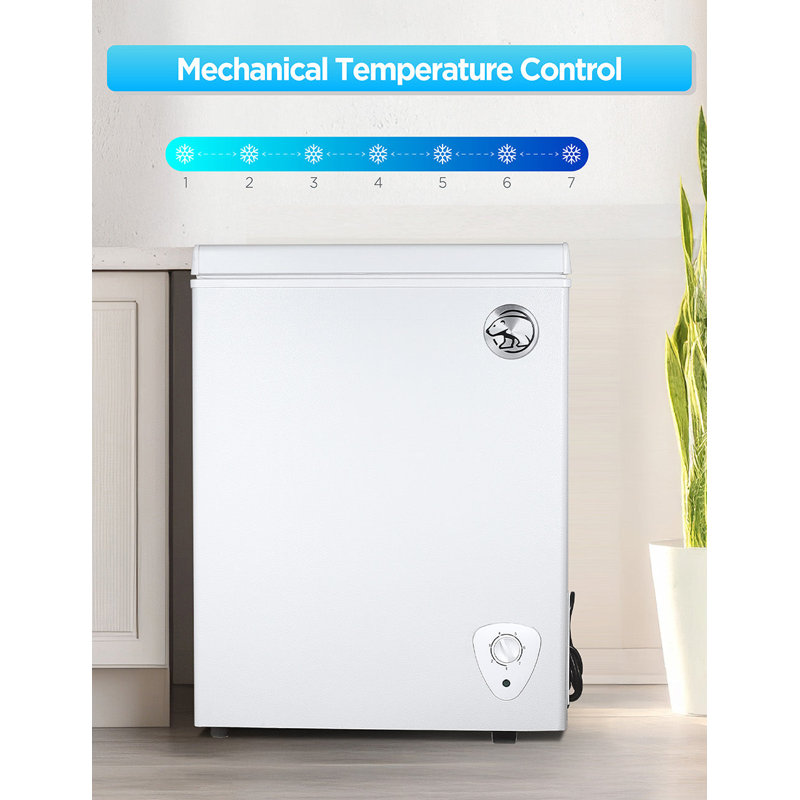Commercial Cool 1.8 Cu. Ft. Compact Chest Freezer, Textured Finish, Deep Freezer for Frozen Food Storage, Removable Storage Basket, White