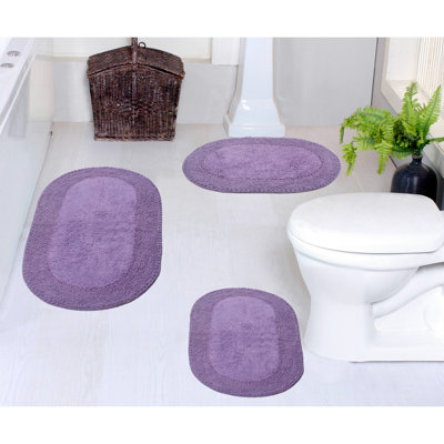Yashvi Double Ruffle Oval 100% Cotton Piece Bath Rug Set