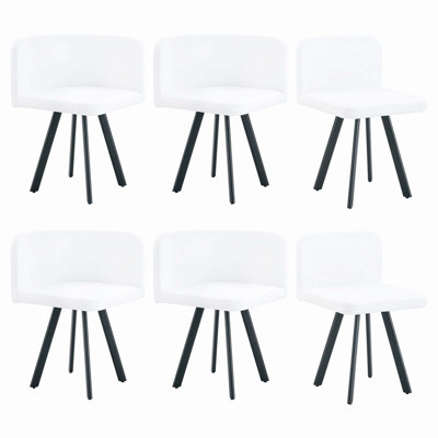 Set Of 6 Stylish White Modern PU Dining Chairs, Dual Design Unified Aesthetic Home Furniture