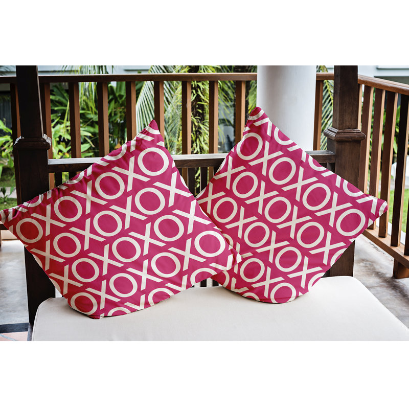 Valentine's Day Outdoor Reversible Throw Pillow, Fuchsia, 20" x 20"