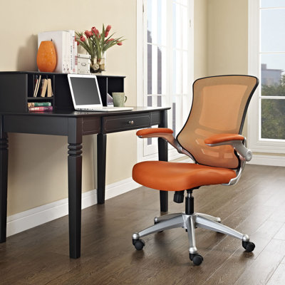 Chaise de bureau avec dossier en filet et siège en similicuir Porch & Den Williamsburg de Modway