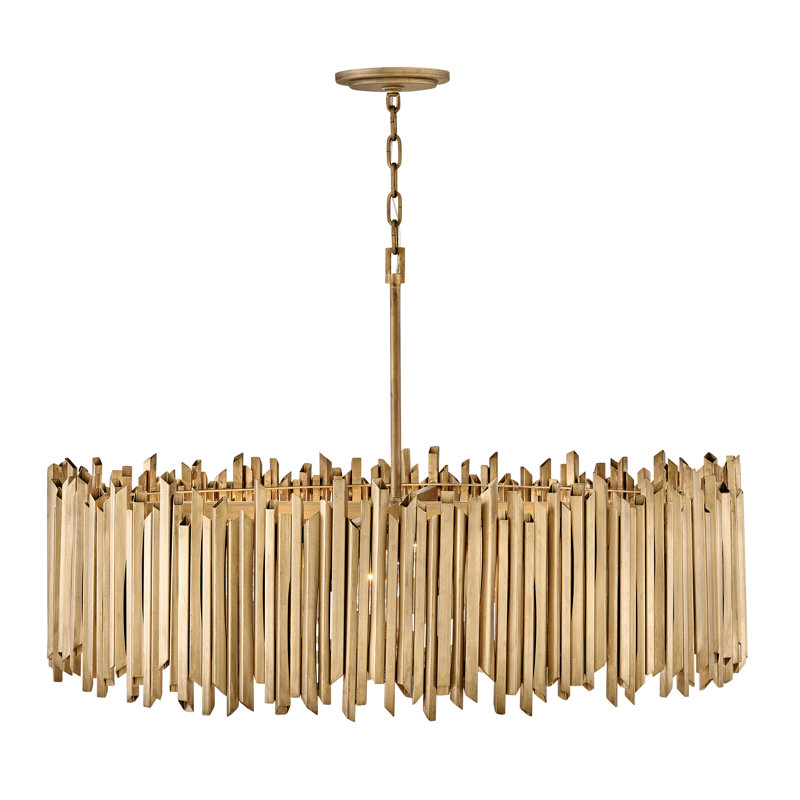 Burnished Gold LED Drum Chandelier with Sculptural Silhouette