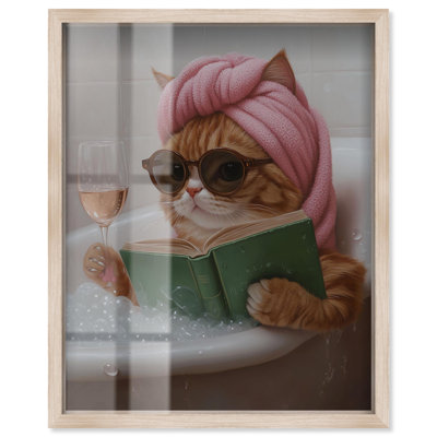 «Bubbles and Cat Shadowbox», impression amusante sur la salle de bain par Art Remedy