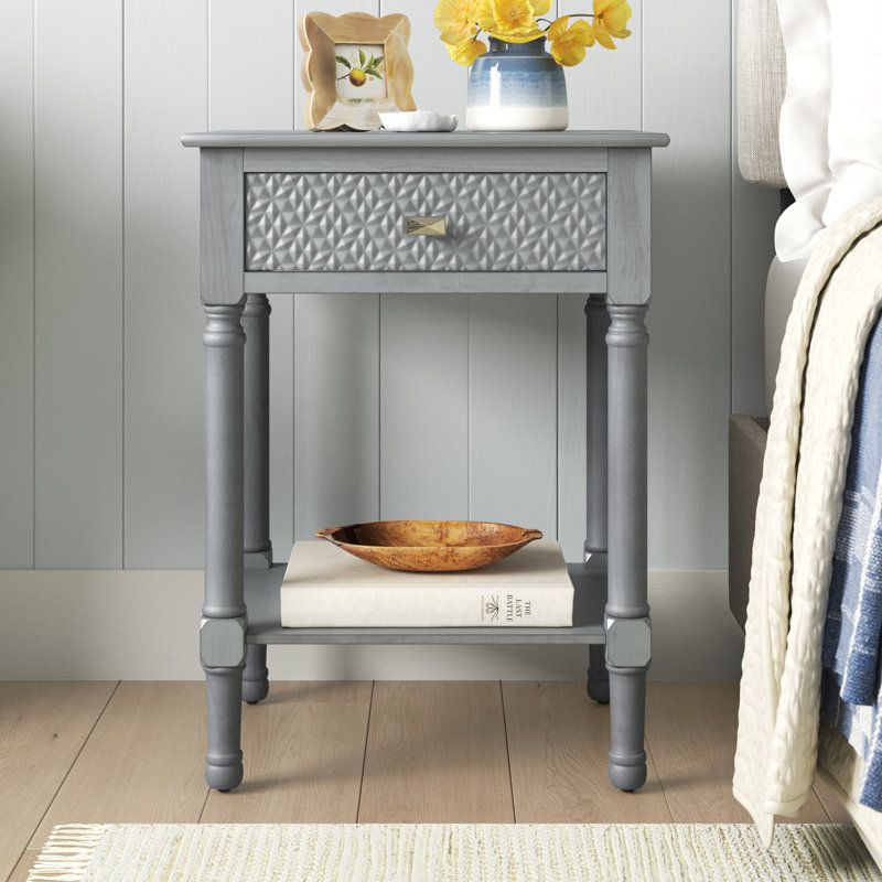 Table de bout avec rangement Peters, Gris délavé
