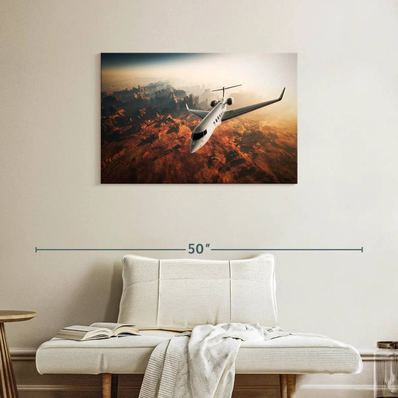 Jet privé Mehar au-dessus d'un canyon, H 24 po x l 36 po