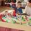 2-in-1 Wooden Train Table Playset – 90-Piece City Railway Track Set with Train & 3 Storage Bins – Multi-Purpose Activity Table for Kids Ages 3+ – Wood