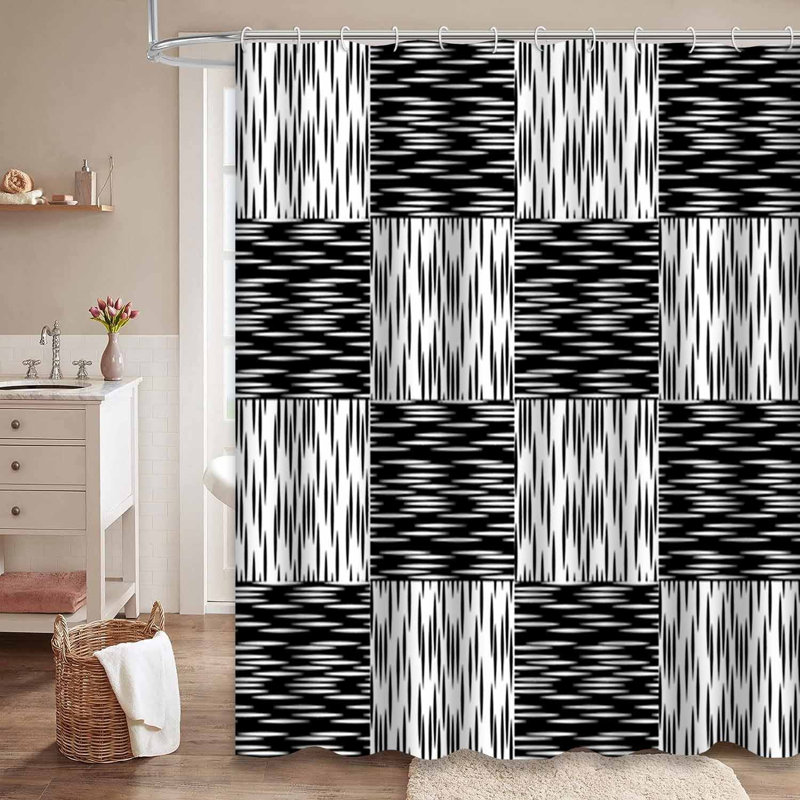 Rideau de douche blanc avec 12 crochets Strokes, L 72 po x l 84 po
