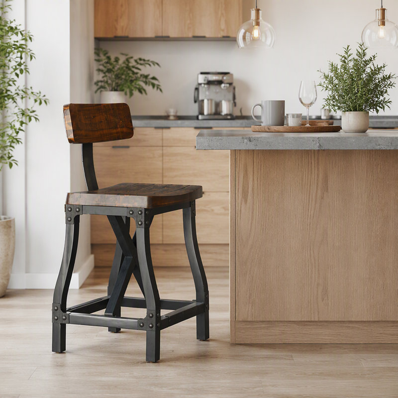 Counter Stool with Back, Brown