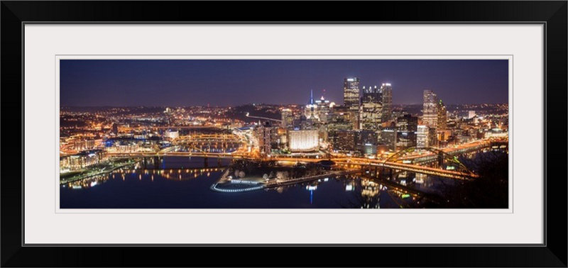 'Pittsburgh City Skyline at Night' Photographic Print Great Big Canvas 